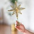 thumbnail image 5 of Hvmvliv Snowflake Christmas Tree Topper with Lights Xmas Treetop Ornament Luminiferous Snowflakes Christmas Tree Top Decorations Gold, 5 of 6
