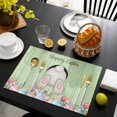 thumbnail image 3 of Easter Bunny Placemats Set of 4, Colorful Eggs Cute Rabbit Green Country Wooden Placemats for Dining Table, Place Mats for Kitchen Tabletop, Waterproof Wipeable Dining Table Mats Set, 3 of 9