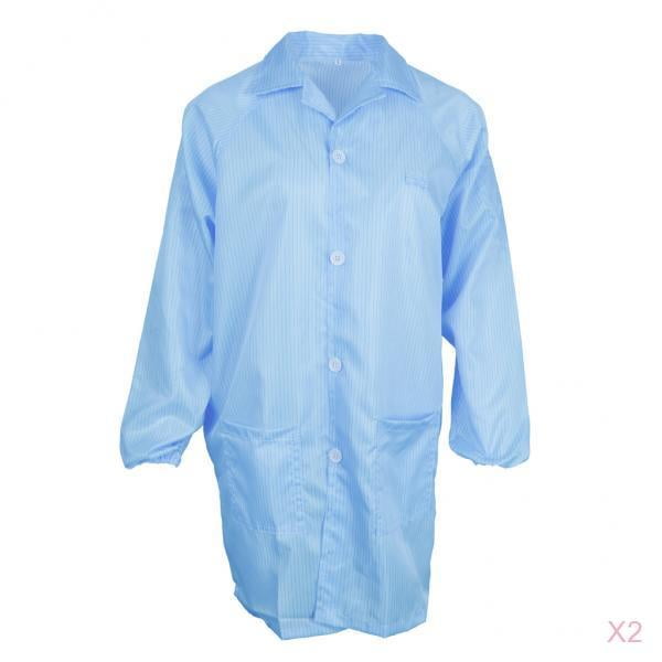 De Laboratorio De 2 Piezas, ESD Antiestático, A Prueba De Polvo, Resistente Al , Transpirable | XXL Blue kusrkot Bata de laboratorio antiestática