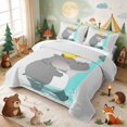 thumbnail image 3 of Erosebridal Hippo Twin Quilt Set for Boys Girls, Bath Time Twin Coverlet Set, 2-Piece 1 Bedspread and 1 Pillowcase, 3 of 7