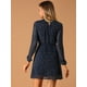thumbnail image 5 of Vestido Acampanado de Mujer Allegra K con Cuello En V Vintage Dorado Metálico Brillante Azul Oscuro 3XL, 5 of 6