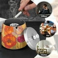 thumbnail image 4 of Yayeee Ashtray with Lid for Cigarette Smokeless Stainless Steel Home Ash Holder, Orange Abstract Floral, 4 of 7