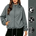 thumbnail image 2 of LIaqionyy Womens Windbreaker Jackets Waterproof Lightweight Zip up Hooded Jacket Outdoor Hiking Raincoat with Pocket, 2 of 8