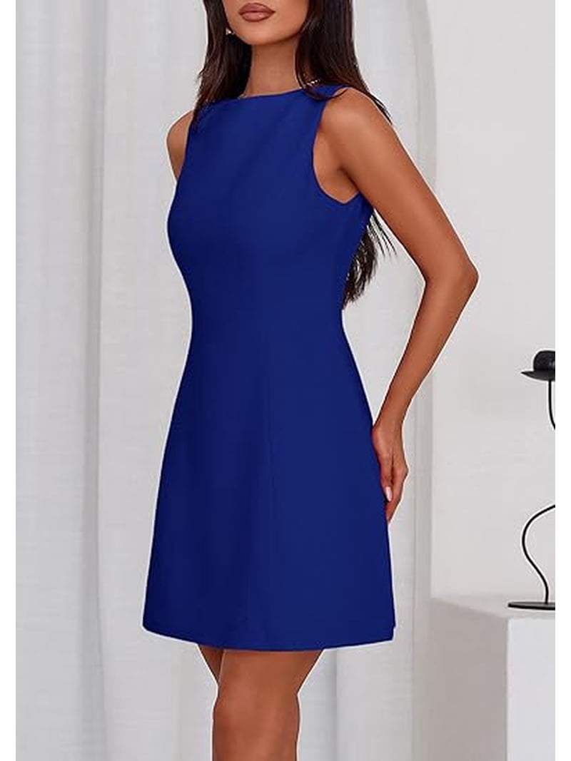 PRETTYGARDEN Womens Formal Short Dresses Summer Sleeveless Boat Neck A Line  Elegant Mini Cocktail Party Dress - Walmart.com