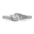 thumbnail image 4 of Solid 14k White Gold Diamond Side-Stones with CZ Cubic Zirconia Center Stone Diamond Engagement Ring Size 8, 4 of 7