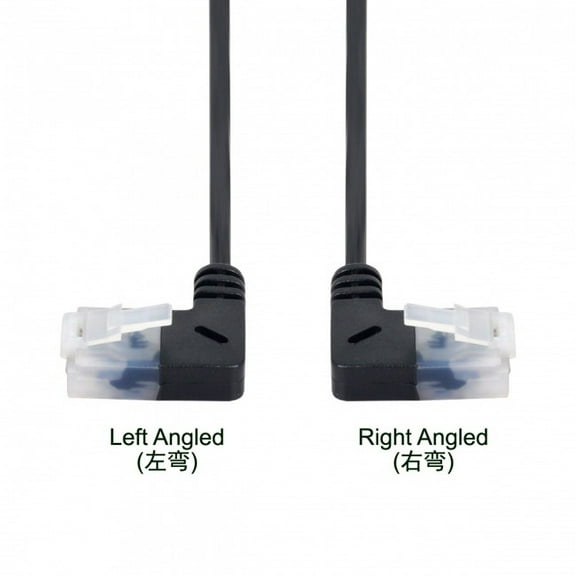 JSER Ultra Slim Cat6 Ethernet Cable RJ45 Left to Right Angled 25cm UTP Network Cable Patch Cord 90 Degree Cat6a Lan for Laptop Router TV BOX