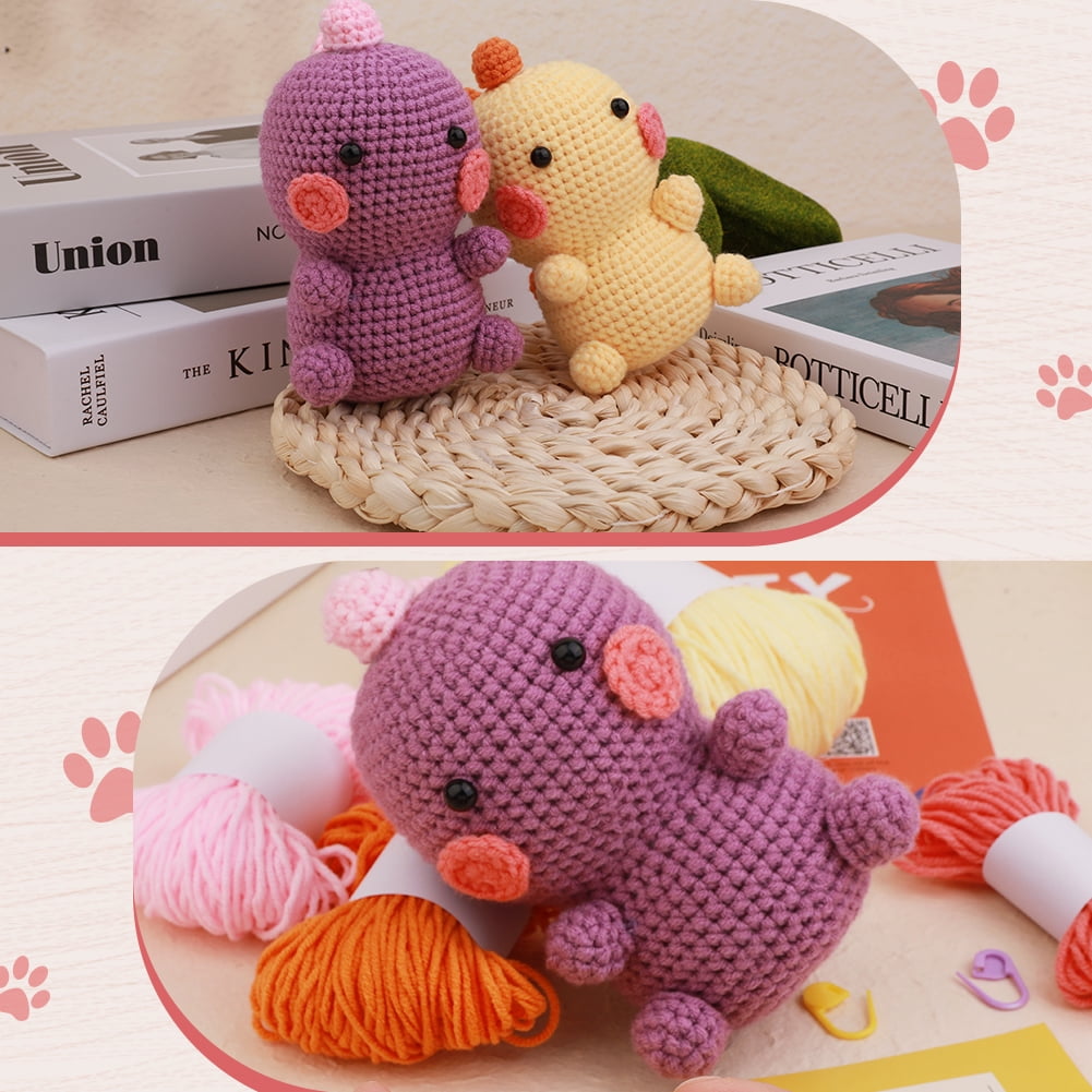 UzecPk Beginners Crochet Kit, Animals Crochet Kit for Beginners,Crochet Knitting Kit(Dinosaur), Size: 6.61 x 9.05, Green