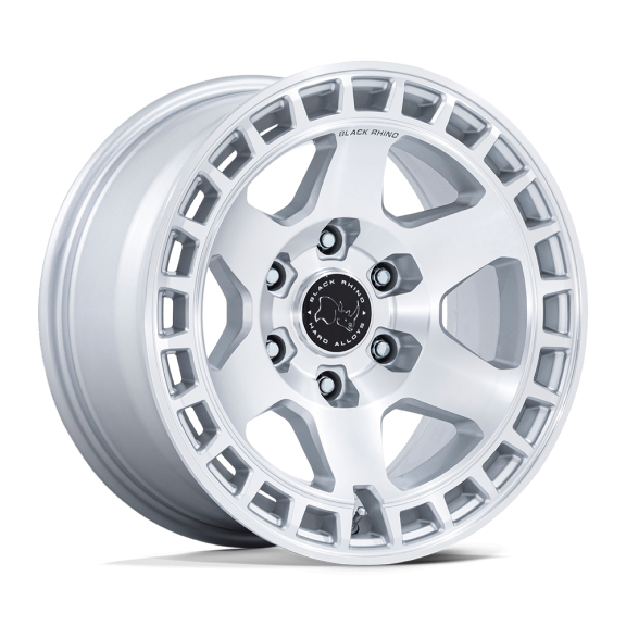 17x8.5 Black Rhino BR022 Bahari Gloss Silver W/ Machined Face Wheel 5x5 (-10mm)