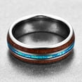 thumbnail image 4 of 8mm Inlaid Acacia Wood Imitation Opal Dome Polished Tungsten Steel Ring Size 6-14, 4 of 6