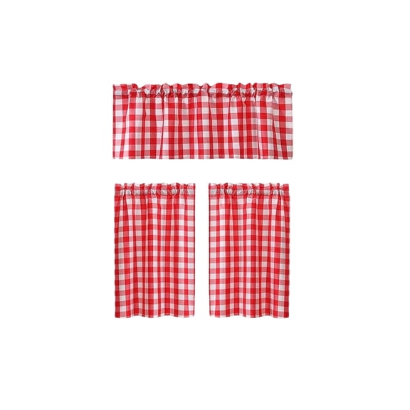 3 Piece Kitchen Curtain Set, Heat Insulating Window Drape, Filtering Light Curtain, Dustproof Window Treatment for Kitchen Sink Basement Home Window Decoration