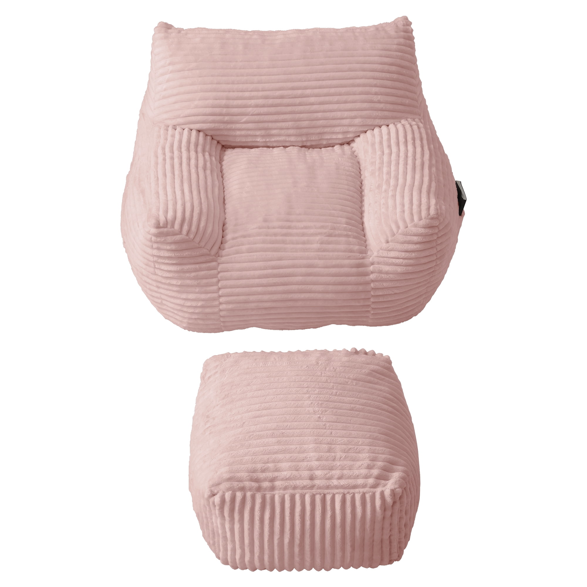 Oversized Adult Bean Bag Chair with Matching Ottoman, High Resilience Shredded Foam Ergonomic Lazy Sofa with Armrests for Gaming Reading, Ideal for Living Room Bedroom Dorm