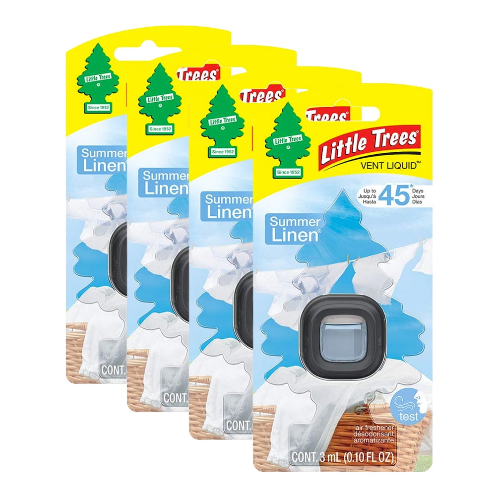 Little Trees Vent Liquid Car Air Freshener, 4-PACK (Summer Linen)