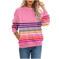 thumbnail image 2 of IUYRTFE Women's Colorful Striped Crew Neck Long Sleeve Sweatshirt – Relaxed Fit Casual Pullover for Fall, Winter, and Daily Wear, 2 of 6