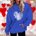 thumbnail image 2 of Penkiiy Sweat à Capuche Imprimé Col Rond pour Femmes, Manches Longues, m Bleu, 2 of 5