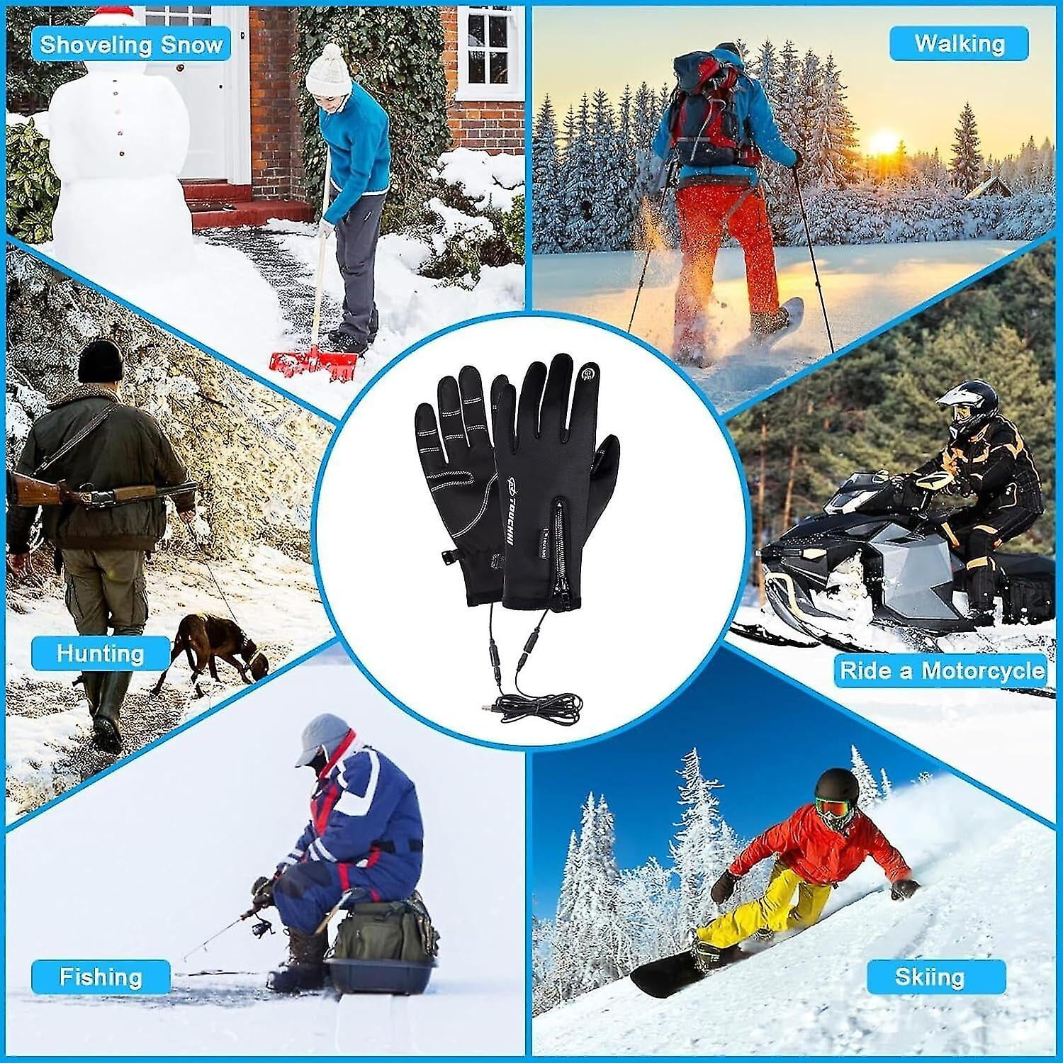 Gants Chauffants Rechargeables USB - Imperméables Et Tactiles Pour Vélo, Ski, Hiver