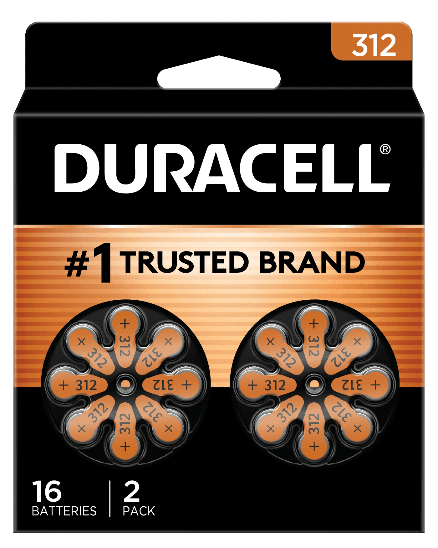 (3 pack) Duracell EasyTab 312 Hearing Aid Batteries, Size 312 - Brown, 16 Pack