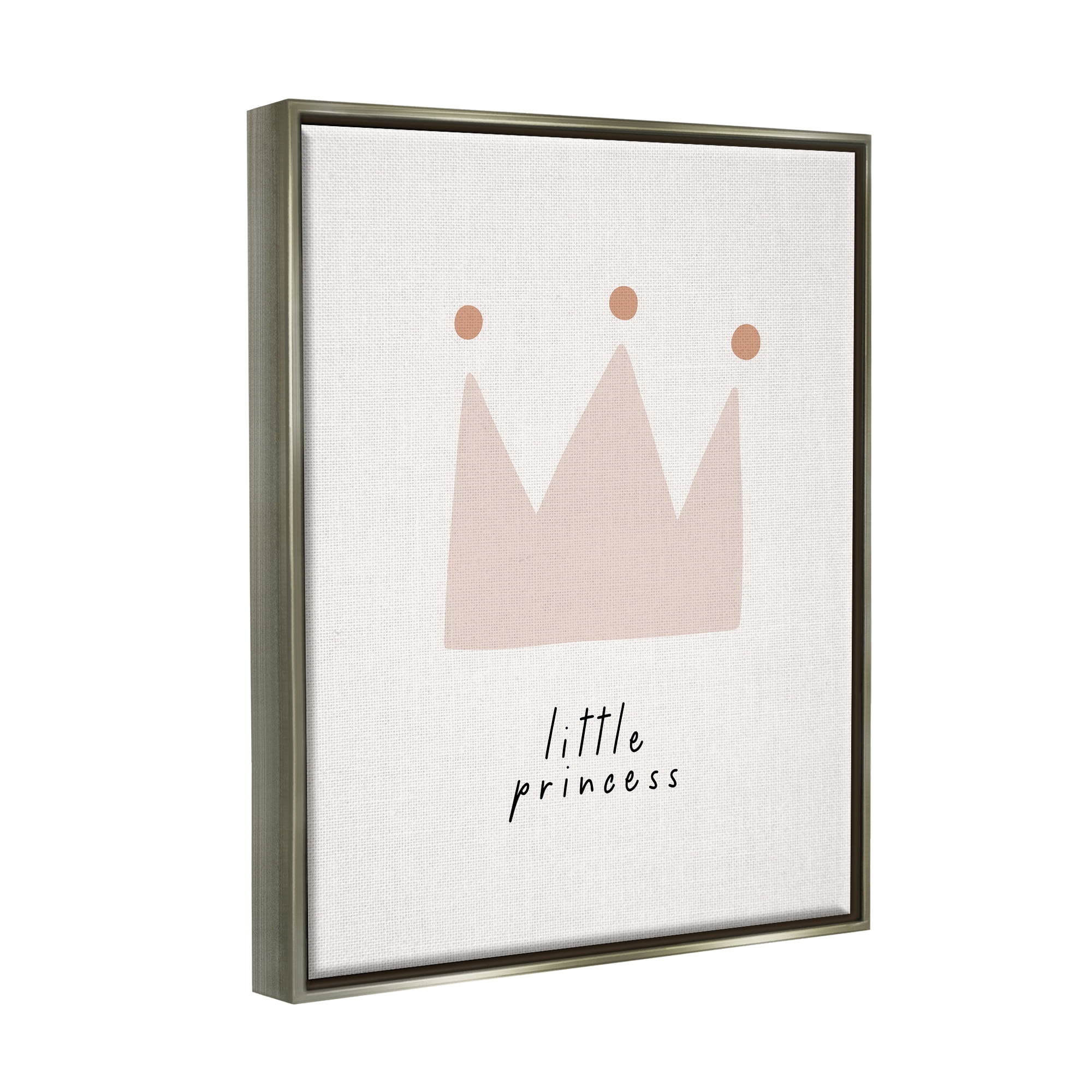 Stupell Industries Little Princess Crown Inspirational Painting Gray Floater Framed Art Print Wall Art, 25 x 31