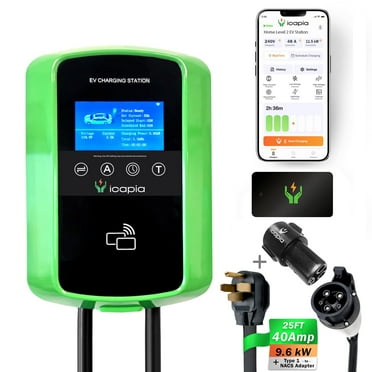 Sapphire 11.5kW Level 2 EV Charging Station - 40Amp with Smart Display, RFID card, Wifi, Bluetooth