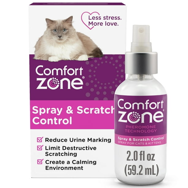Comfort Zone Scratch Deterrent and Cat Calming Spray, 2 ounces or 59.2