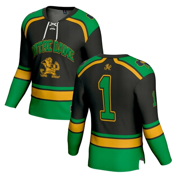 Youth GameDay Greats #1 Black Notre Dame Fighting Irish Lightweight Collegiate Hockey Fashion Jersey