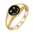 thumbnail image 1 of Gold Smiley Face Ring Signet, Vintage Golden Gifts Jewe, 1 of 5