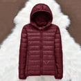 thumbnail image 4 of XYIJANI Packable Down Jacket Women Lightweight Full Zip Puffer Jackets Casual Warm Stand Collar Quilted Winter Coat with Hood (Wine Red,S), 4 of 5