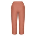 thumbnail image 5 of SELONE Orange Womens Pants Casual Mid Waist Plus Size Lounge Pants Cropped Trouser Pants Loose Beach Pants Pull on Solid Soft Straight Leg Lightweight Comfy 3XL Breathable Summer Clothes, 5 of 5