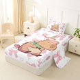thumbnail image 2 of Erosebridal Kawaii Animals Capybara Twin Sheet Sets,Ribbon Bow Knot Print Bedding For Kids Girls 3 Pieces, 2 of 6
