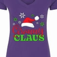 thumbnail image 4 of Inktastic Granny Claus with Christmas Santa Hat and Snowflakes Women's V-Neck T-Shirt, 4 of 5