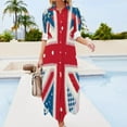 thumbnail image 3 of Colorful Patchwork Union Jack Flag Shirt Dress Long Sleeve Street Fashion V Neck Oversized Casual Dress Women Evening Dress, 3 of 7