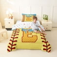 thumbnail image 2 of Erosebridal Light Blue Dripping Baseball Stitch & Waffle Letter E Graphic Twin Comforter Sets 3-Piece, Alphabet Graphic Bedding Set for Boys And Girls Kids,Ultra Soft Home Decor, 2 of 6