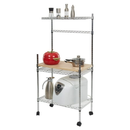 4 tiers adjustable kitchen bakers rack kitchen stand shelf storage cart with removable chopping board - Kitchen Bakers Rack 4 tiers adjustable kitchen bakers rack kitchen stand shelf storage cart with removable chopping board - Kitchen Bakers Rack