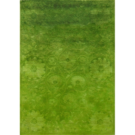 Ahgly Company Indoor Rectangle Mid-Century Modern Green Oriental Area Rugs, 2' x 3'