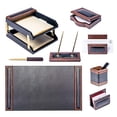 thumbnail image 3 of Dacasso Walnut And Black Leather Desk Set 10-Piece 34"" X 20"", 3 of 5