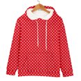 thumbnail image 5 of Women's Polka Dot Print Drawstring Hooded Sweatshirt with Pocket, Soft Breathable Long Sleeve Casual Pullover for Spring Autumn Streetwear, Beach Vacations and Daily Fashion Red S, 5 of 8