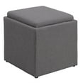 thumbnail image 2 of Convenience Concepts Designs4Comfort Park Avenue Single Ottoman with Stool, Soft Gray Fabric ( Pack of 2 ), 2 of 4