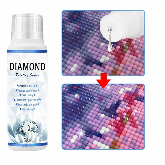Lingouzi Diamond Art Painting Sealer 1 Pack 120ML 5D Diamond Art Painting Art Glue With Sponge Head Fast Drying Prevent Falling Off