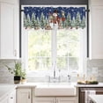 thumbnail image 3 of Christmas Kitchen Curtains and Valances Set, Cute Hat Snowman Xmas Box Pine Trees Snow Navy Blue Rod Pocket Window Valance Window Curtain Panels for Living Room Bedroom Laundry, 27.5x36in, 3 Pieces, 3 of 7