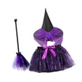 thumbnail image 3 of Disfraz de bruja de Halloween para niñas, disfraz de festival, falda, sombrero y escoba. L, 3 of 8