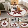 thumbnail image 5 of Round Rugs 6Ft, Texas Star Red Round Area Rug Washable Indoor Throw Carpet, Farmhouse Country Western Brown Vintage Soft Non Slip Circle Rug for Office Cabinet Home Decor Aesthetic, 5 of 8