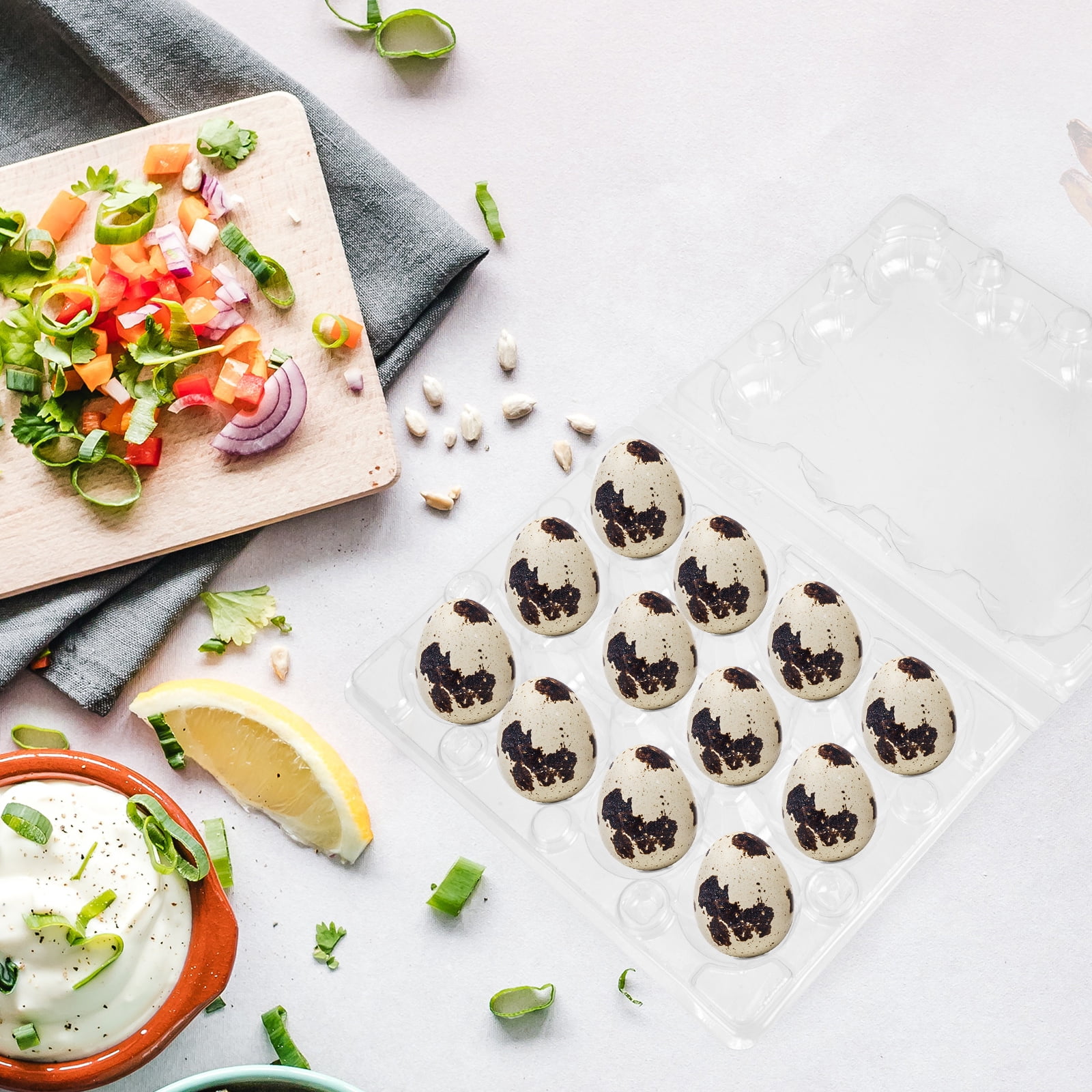 Transparent Quail Egg Carton with 12 Cavities for Storage Strong Plastic Durable Reusable Easy to
