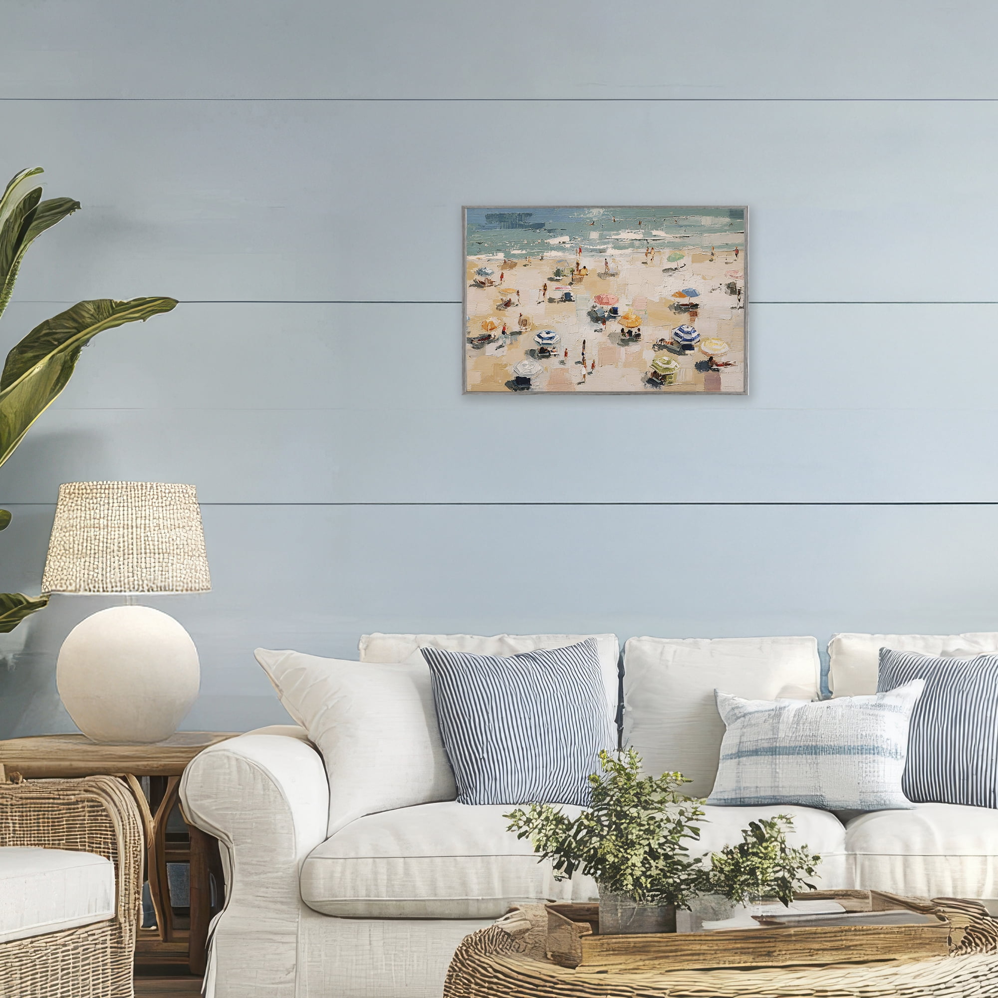 Stupell Industries Summer Beachgoers Expression Gray Framed Giclee Art, design by Jacky Ngan