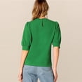 thumbnail image 5 of RYRJJ Womens Puff Half Sleeve Tops Dressy Casual Loose Fit Shirts Trendy Summer Crewneck Keyhole Back Tunic Blouse Office Work T-Shirt(Green,S), 5 of 9