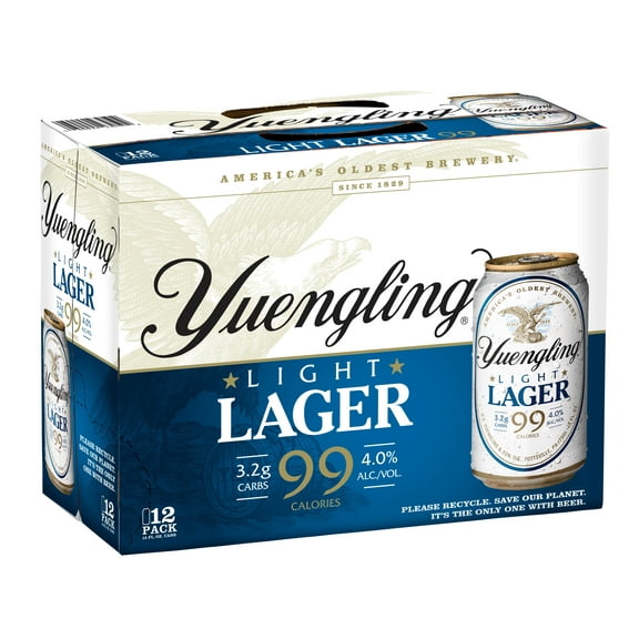 Yuengling Light Lager Beer, 12 Pack Beer, 12 fl oz Aluminum Cans, 4.0% ABV, Domestic Lager
