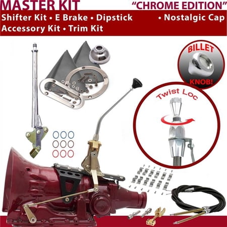 American Shifter C6 Shifter Kit Chrome 10 in. E Brake Cable Clamp Trim Kit Dipstick for EEC3E