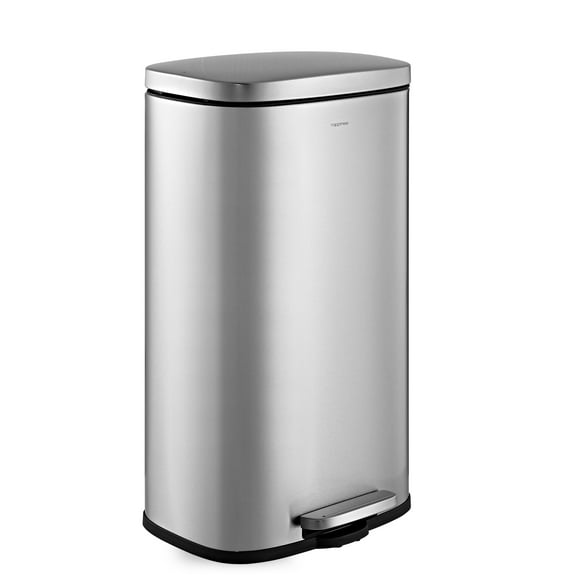 happimess Curtis 8-Gallon Step-Open Trash Can, Platinum Silver, HPM1011A