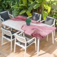 thumbnail image 2 of Pink Marble Table Cloths for 6 Foot Rectangle Tables, Summer Ocean Wave Red Ombre Patio Waterproof Elastic Fitted Tablecloths, Washable Rectangular Table Cover for Camping, 2 of 8