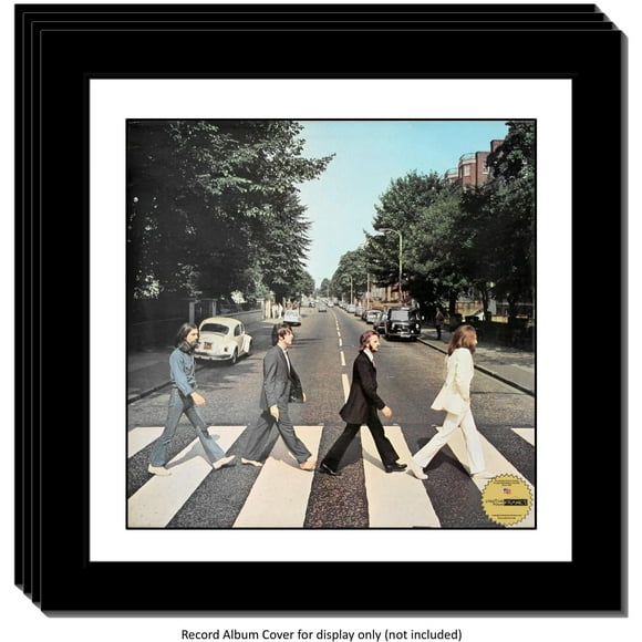 Creative Picture Frames 15" x 15" LP Vinyl Cover Record Frame Display with White Mat, Cover Insert, Glass and Wall Hanger (4-Pack)