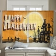 thumbnail image 4 of Sheer Curtains 54 inches Long, Happy Halloween Old Fort Bright Moon Orange Background Light Filtering Sheer Window Curtains Rod Pocket Voile Drapes for Bedroom Living Room, 52"W x 54"L 2 Panels, 4 of 7