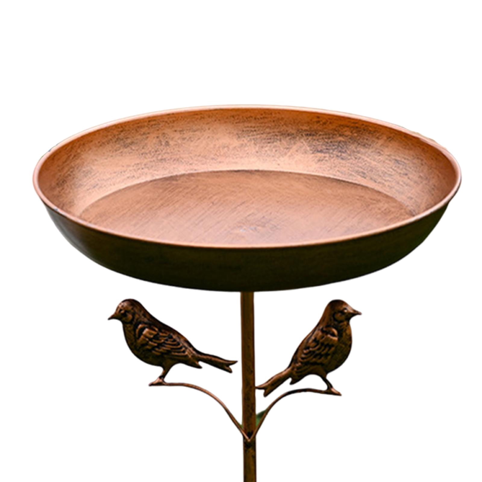 koolsoo Bird Bath Bowl Feeder Bowl Metal Iron Pedestal Decoration Vintage Design Birdfeeder Freestanding Birdbath for Patio Yard Lawn